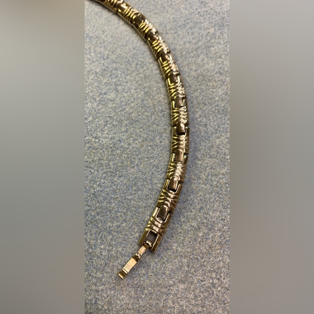 925 silver solid textured block link bracelet - Picture 3 of 10